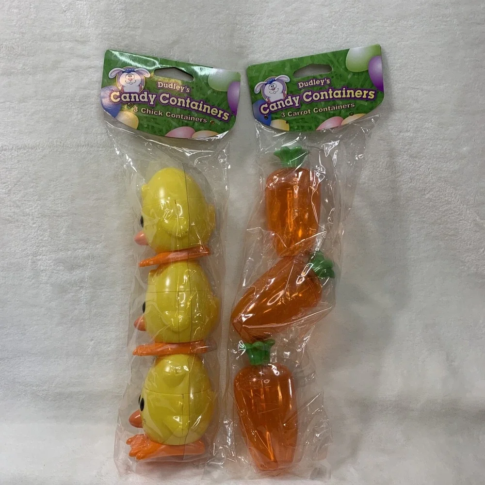 2006 Dudley's Easter Egg Hunt Vtg Candy Containers Holders Carrots Chicks‎ NEW - Picture 10 of 16